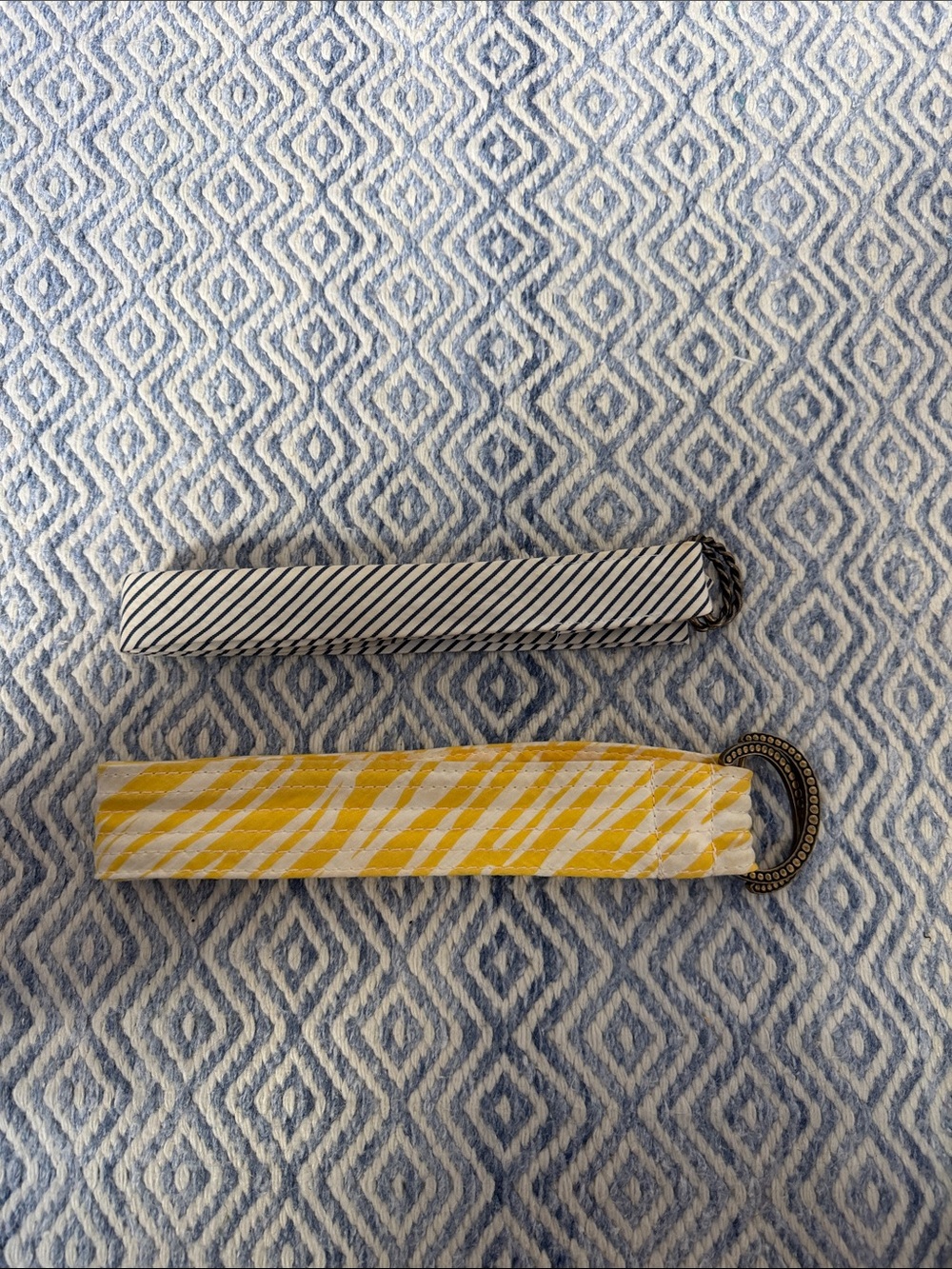 J. Crew Yellow and White Striped Fabric Belt and Blue and white striped belt